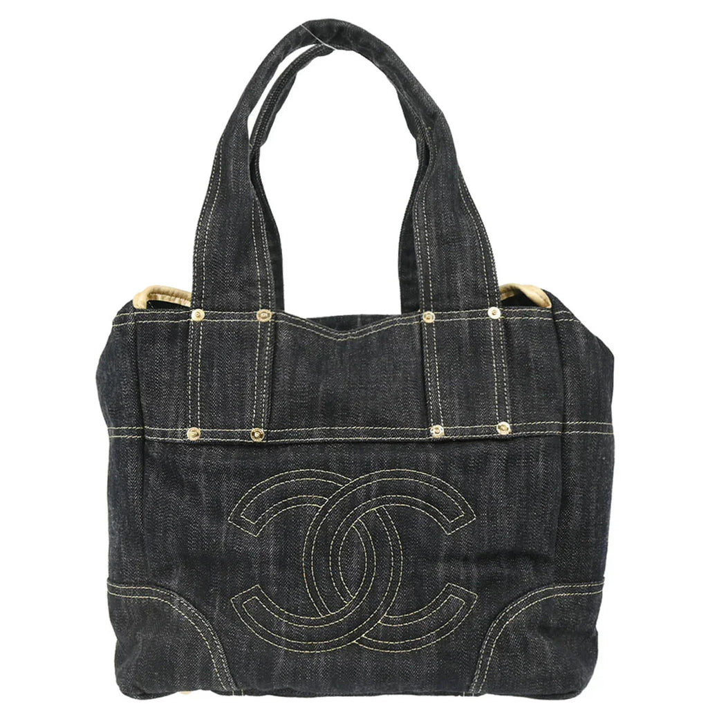 Chanel 2005-2006 Navy Sparkling Denim Tote Handbag
