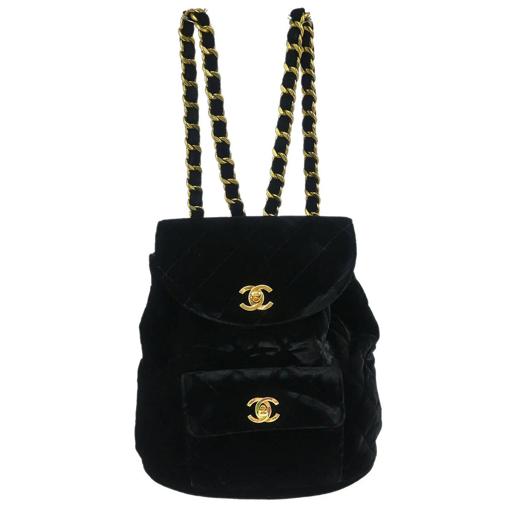 Chanel 1994-1996 Black Velvet Large Duma Backpack