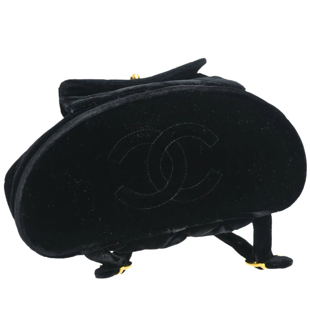 Chanel 1994-1996 Black Velvet Large Duma Backpack