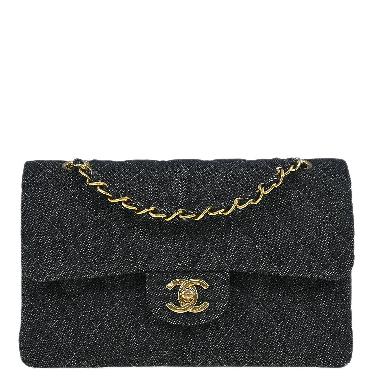 Chanel 1997-1999 Indigo Denim Small Classic Double Flap Shoulder Bag