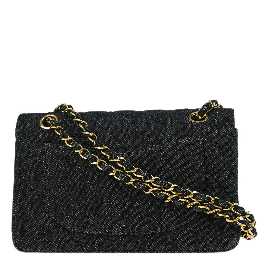Chanel 1997-1999 Indigo Denim Small Classic Double Flap Shoulder Bag