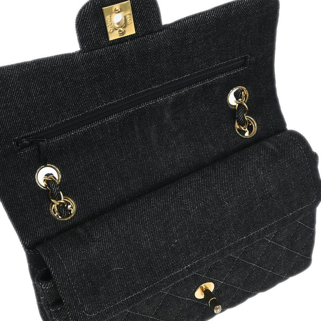 Chanel 1997-1999 Indigo Denim Small Classic Double Flap Shoulder Bag
