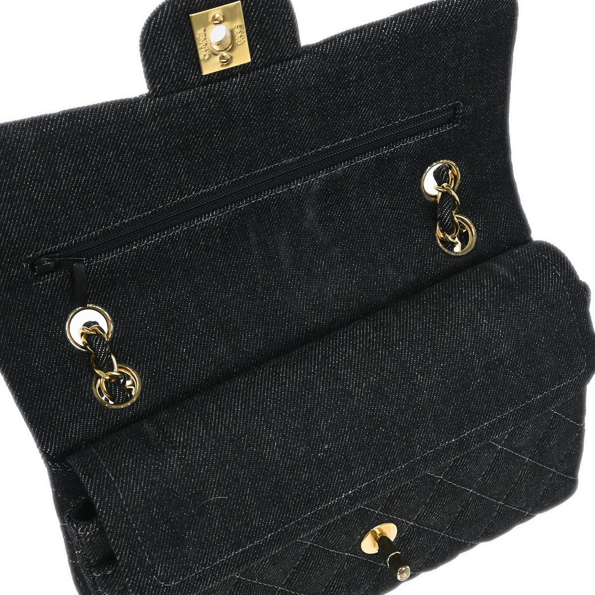 Chanel 1997-1999 Indigo Denim Small Classic Double Flap Shoulder Bag