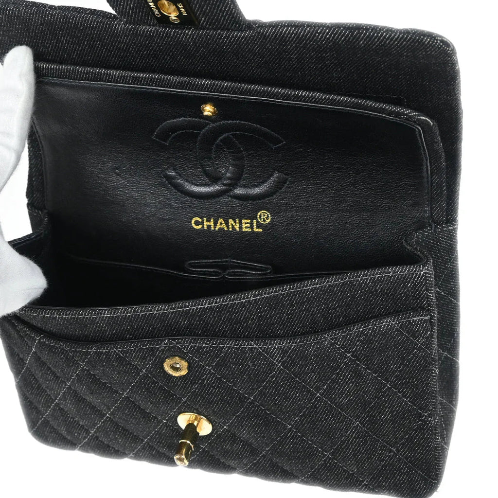 Chanel 1997-1999 Indigo Denim Small Classic Double Flap Shoulder Bag
