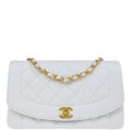 Chanel * 1994-1996 White Lambskin Medium Diana Shoulder Bag