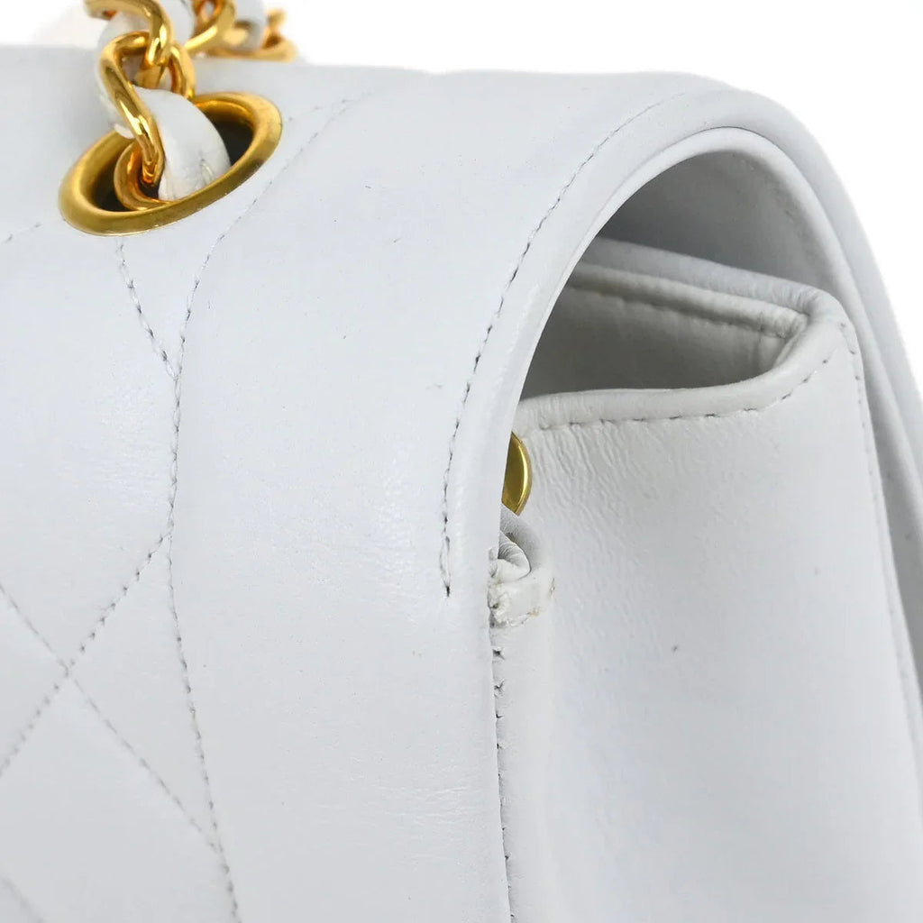 Chanel * 1994-1996 White Lambskin Medium Diana Shoulder Bag