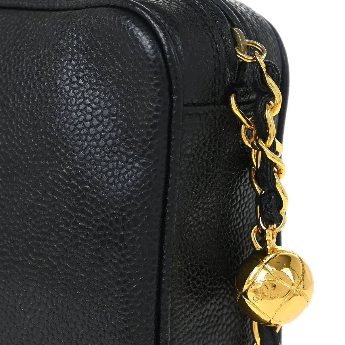 Chanel 1994-1996 Black Caviar Triple CC Camera Bag Small