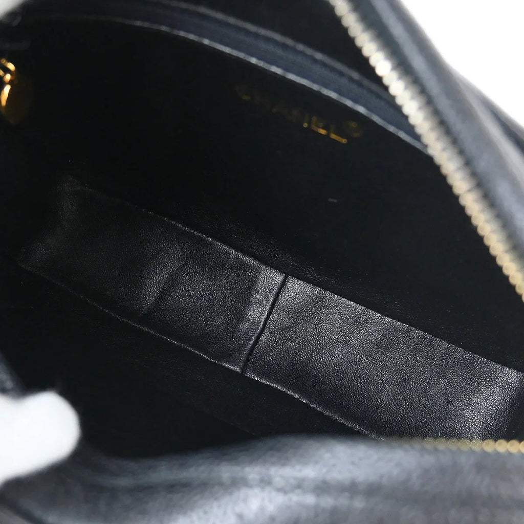 Chanel 1994-1996 Black Caviar Triple CC Camera Bag Small