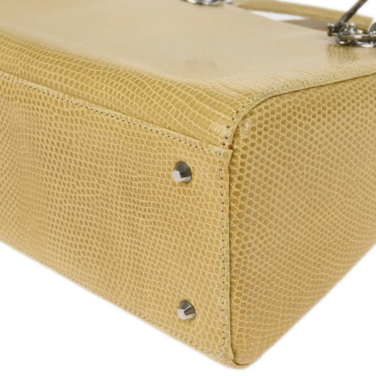 Christian Dior * 2000 Beige Lizard Medium Lady Dior Cannage 2way Handbag