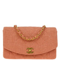 Chanel 1991-1994 Pink Linen Small Diana Shoulder Bag