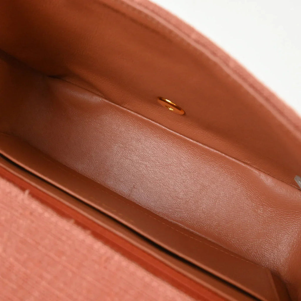 Chanel 1991-1994 Pink Linen Small Diana Shoulder Bag