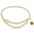 Chanel Medallion Charm Chain Belt Gold Small Good