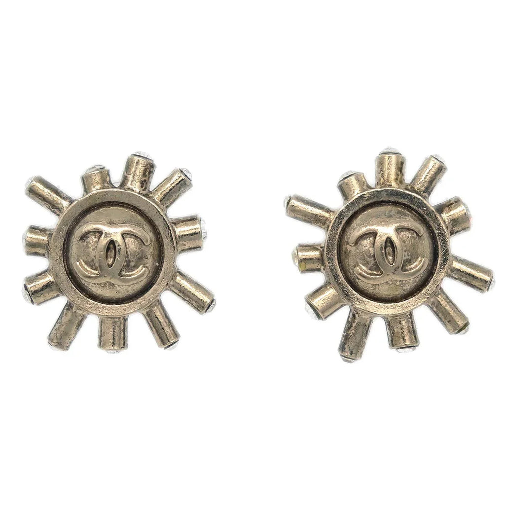 Chanel Piercing Earrings Gold Rhinestone 04A