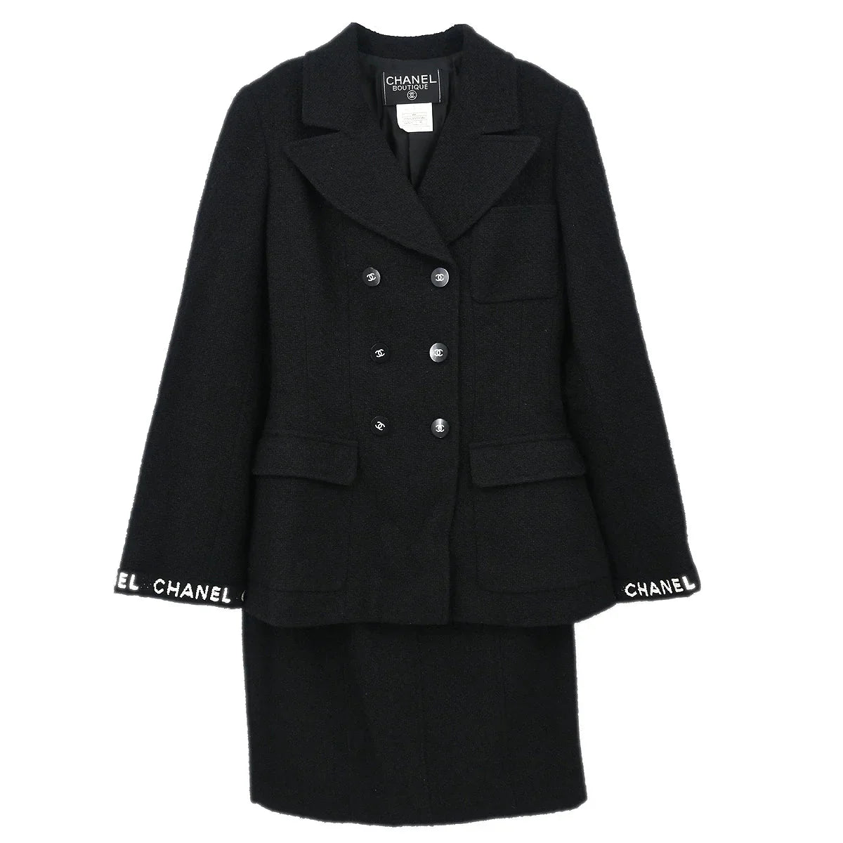 Chanel 1995 Suit Jacket Skirt Black #36
