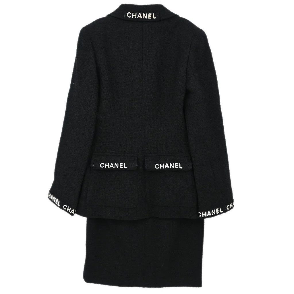 Chanel 1995 Suit Jacket Skirt Black #36