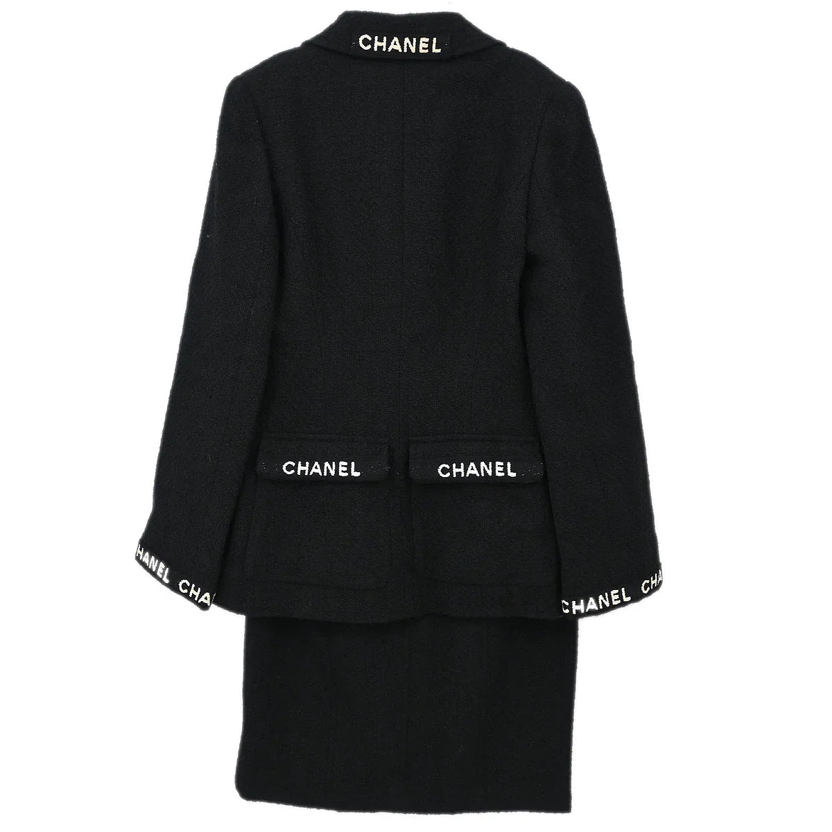 Chanel 1995 Suit Jacket Skirt Black #36