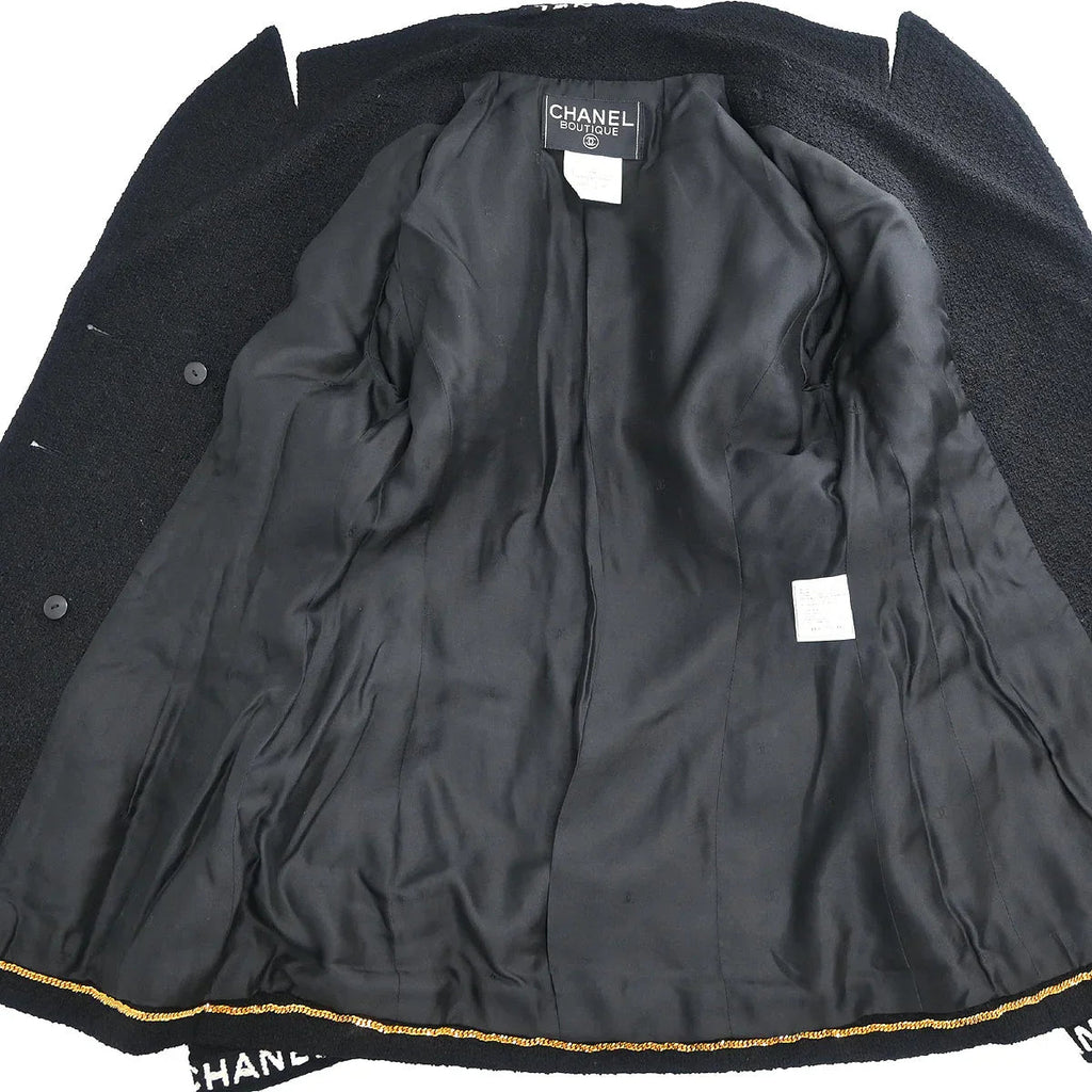 Chanel 1995 Suit Jacket Skirt Black #36