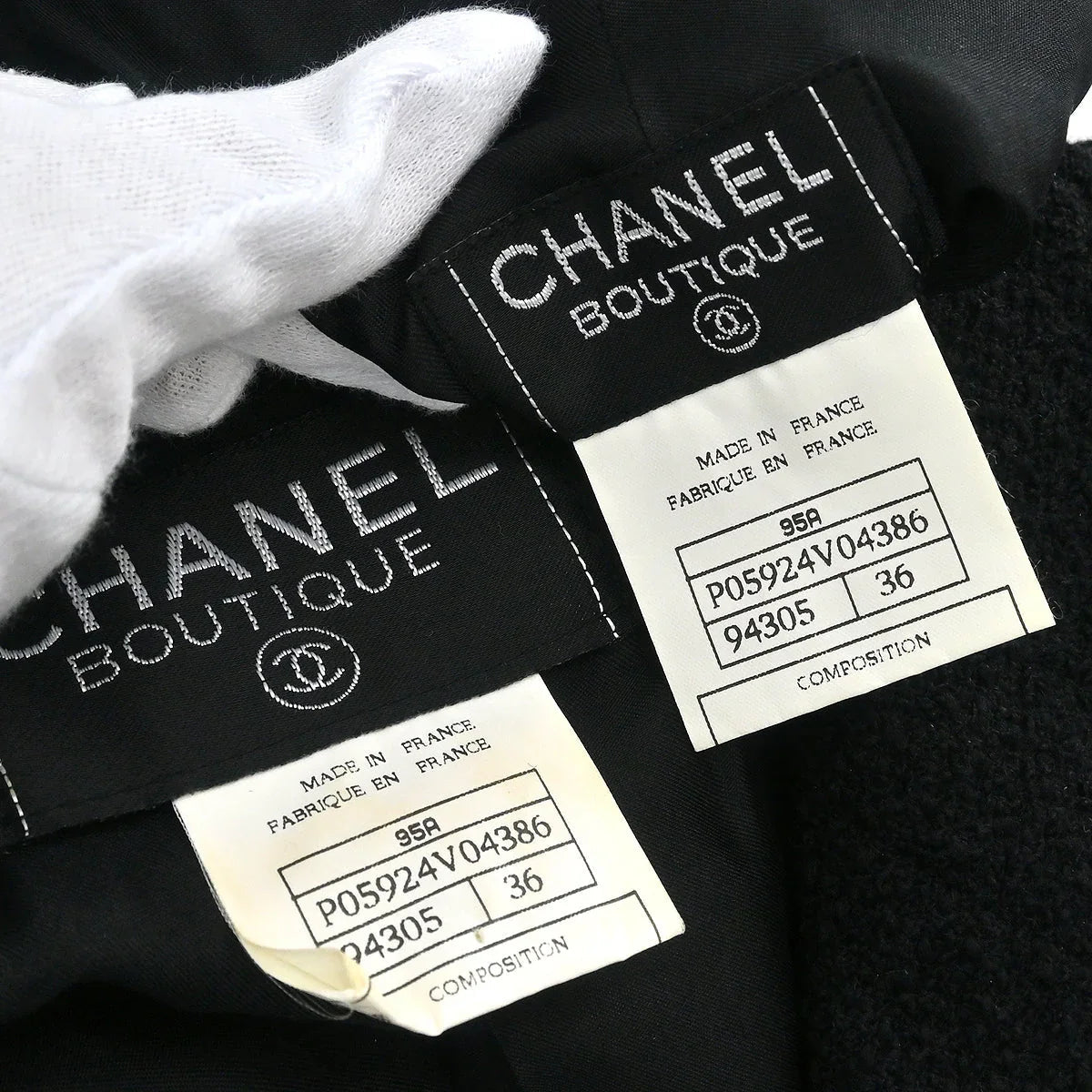 Chanel 1995 Suit Jacket Skirt Black #36
