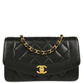 Chanel 1994-1996 Black Lambskin Small Diana Shoulder Bag