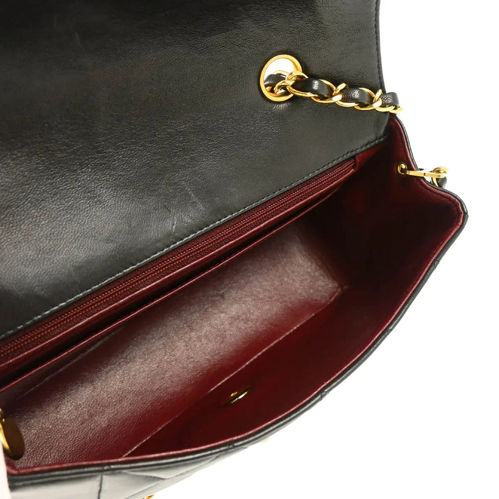 Chanel 1994-1996 Black Lambskin Small Diana Shoulder Bag