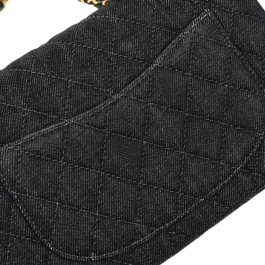 Chanel 1997-1999 Indigo Denim Small Classic Double Flap Shoulder Bag