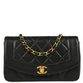 Chanel 1996-1997 Black Lambskin Small Diana Shoulder Bag