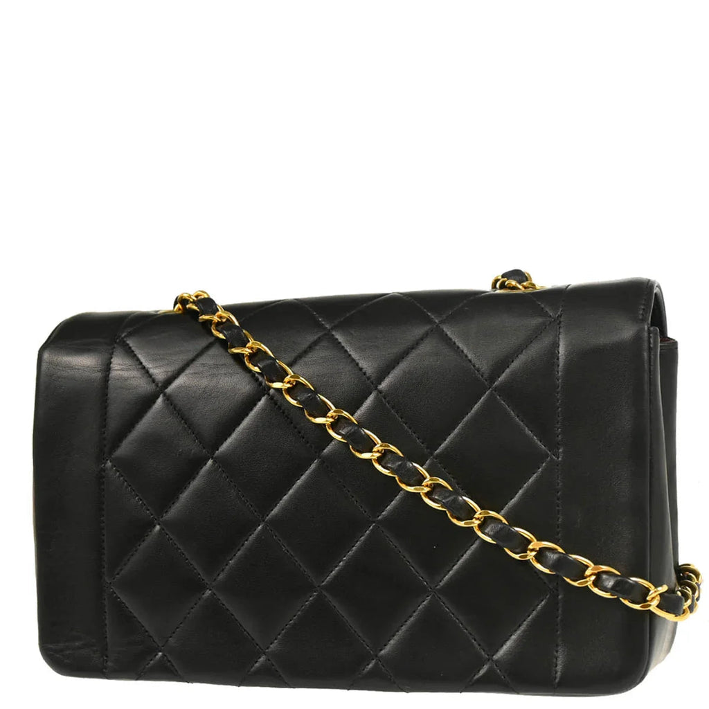 Chanel 1996-1997 Black Lambskin Small Diana Shoulder Bag