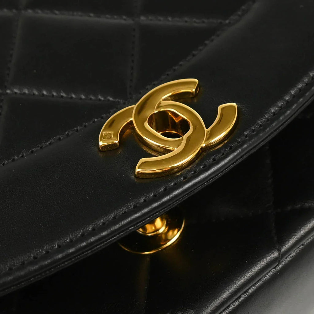 Chanel 1996-1997 Black Lambskin Small Diana Shoulder Bag