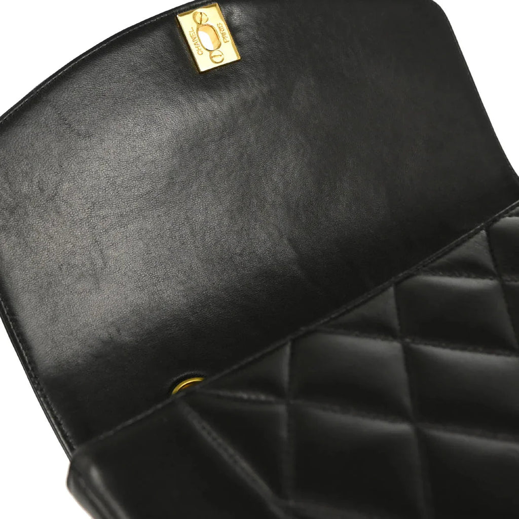 Chanel 1996-1997 Black Lambskin Small Diana Shoulder Bag