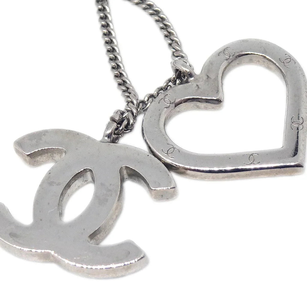 Chanel Heart Silver Chain Necklace 04P
