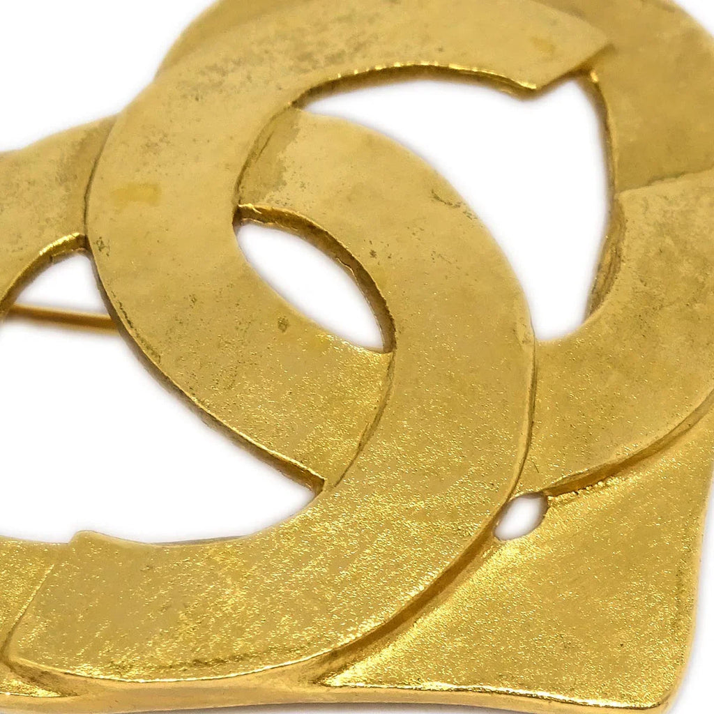 Chanel Heart Brooch Pin Gold 95P