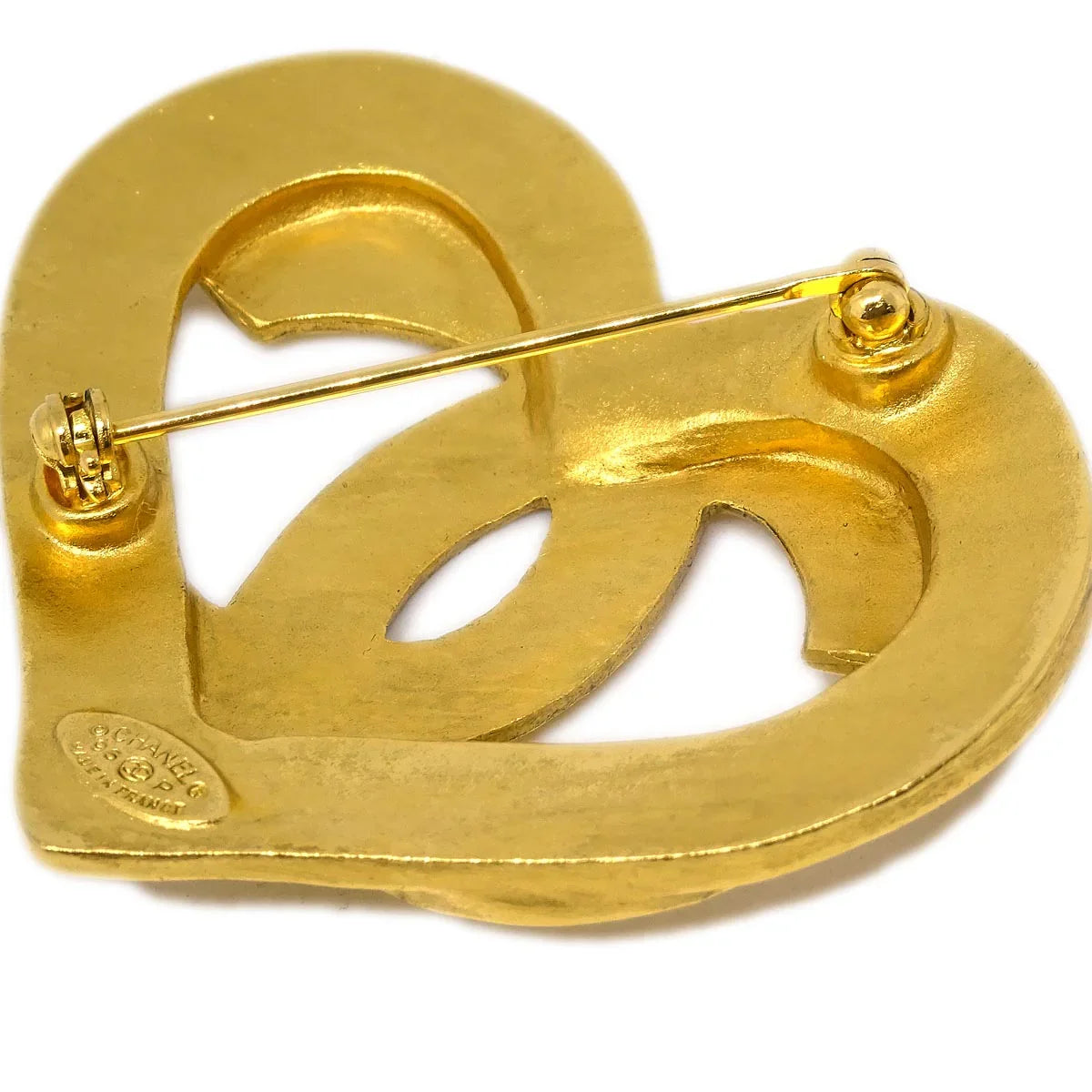 Chanel Heart Brooch Pin Gold 95P