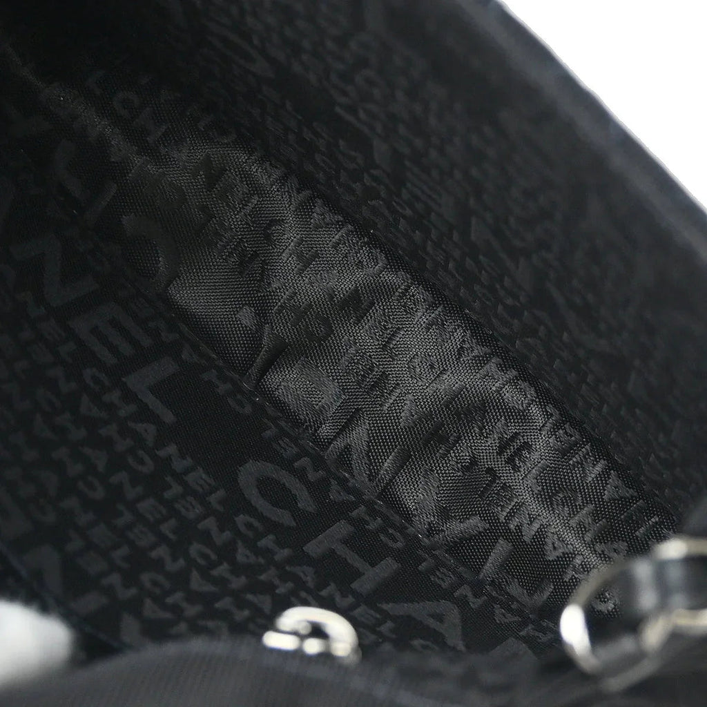 Chanel 2004-2005 Black Canvas Emblem Shoulder Bag
