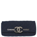 Chanel 2008-2009 Navy Cotton Cruise Line Clutch Bag