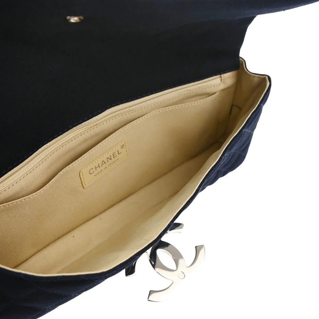 Chanel 2008-2009 Navy Cotton Cruise Line Clutch Bag