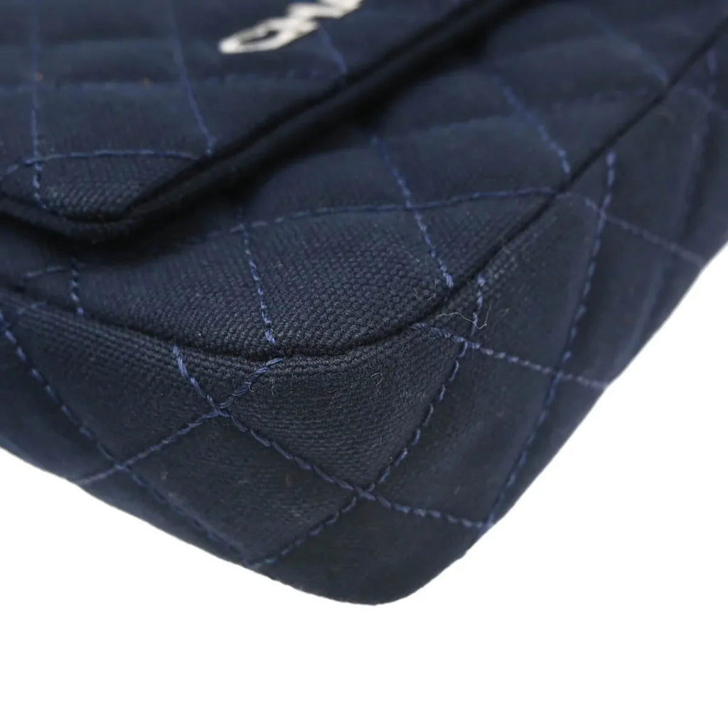 Chanel 2008-2009 Navy Cotton Cruise Line Clutch Bag