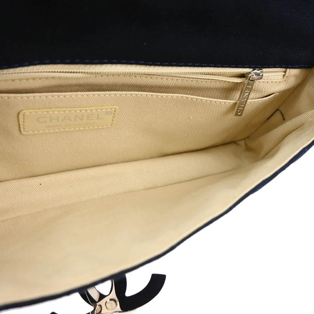 Chanel 2008-2009 Navy Cotton Cruise Line Clutch Bag