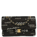 Chanel 2001-2003 Black Canvas COCO Medium Classic Double Flap Shoulder Bag