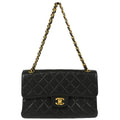 Chanel 1996-1997 Black Lambskin Double Sided Classic Flap Shoulder Bag