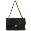 Chanel 1994-1996 Black Lambskin Double Sided Classic Flap Shoulder Bag