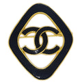 Chanel Rhombus Brooch Pin Black 93C