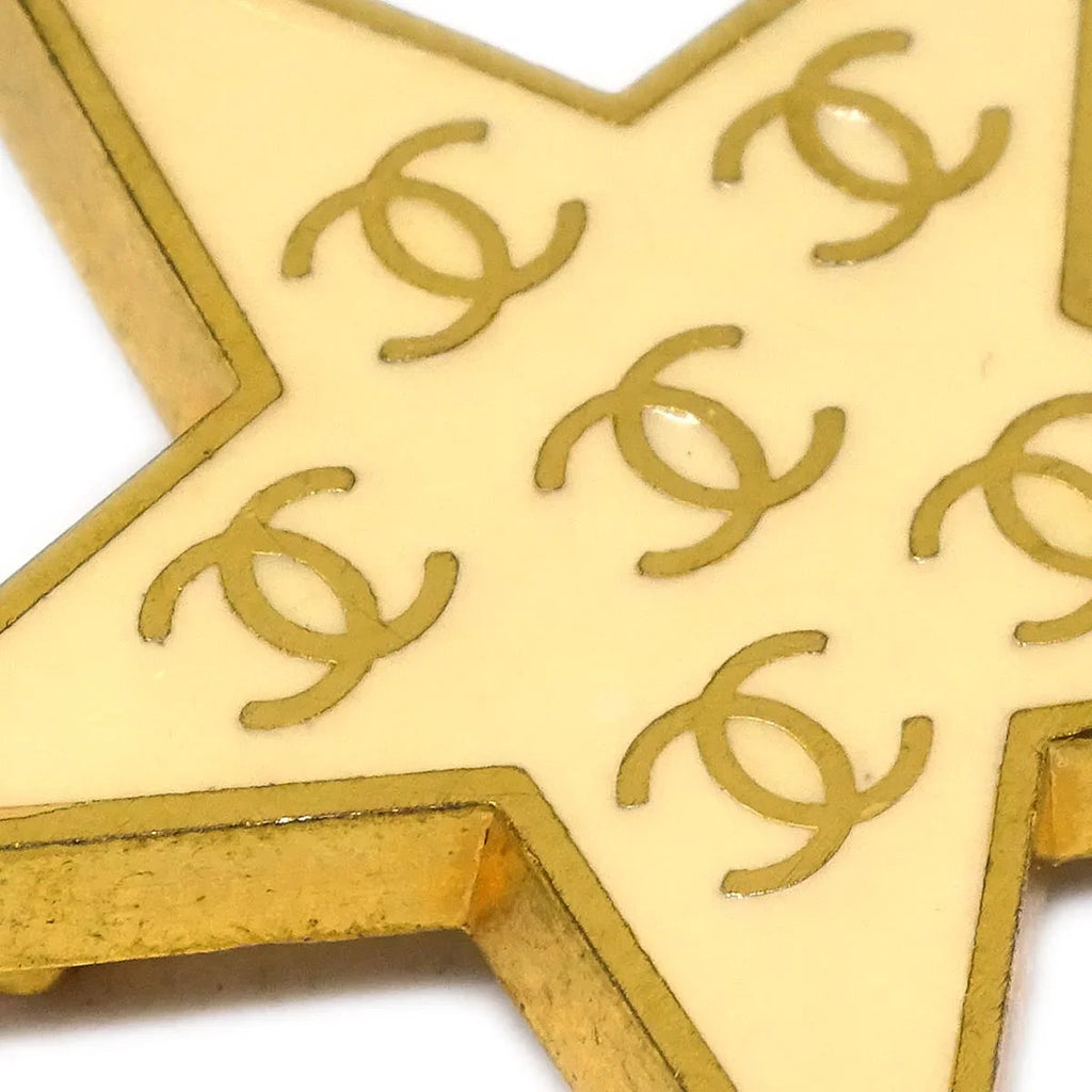 Chanel Star Brooch Pin White 01P