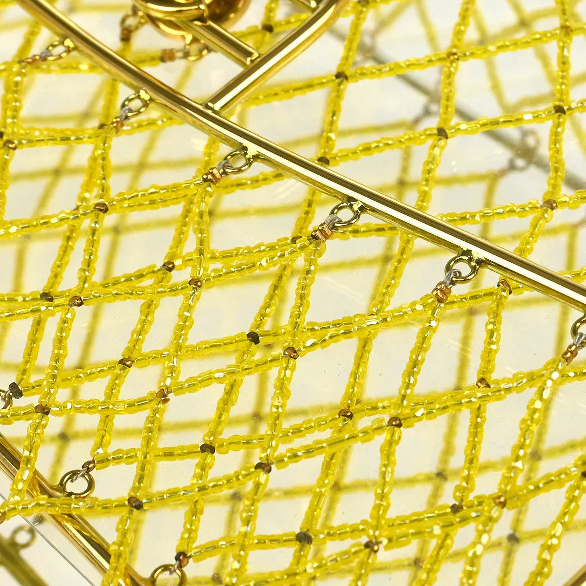 Chanel * Clear Cage Bag in Lucite with Beading, Gold Tone Frame and Chain Strap
