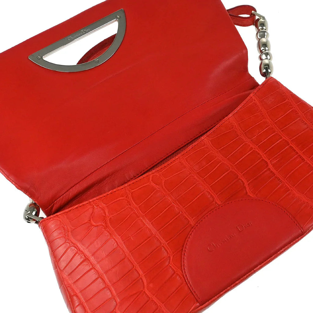 Christian Dior * 2000 Red Alligator Malice Handbag