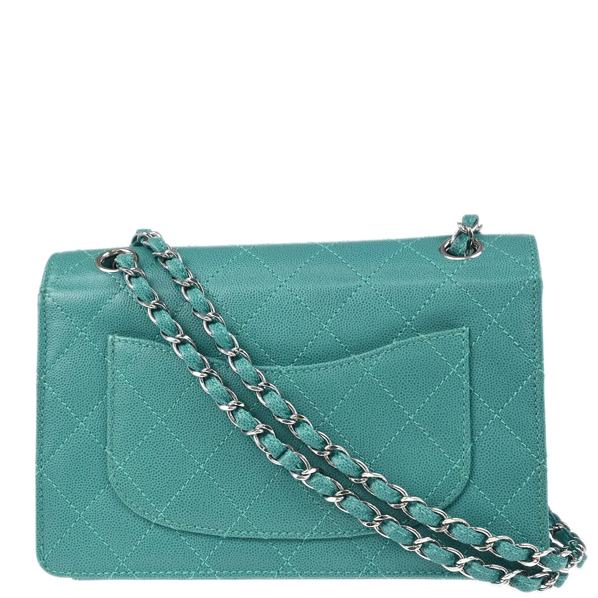 Chanel 1997-1999 Turquoise Caviar Single Flap Shoulder Bag