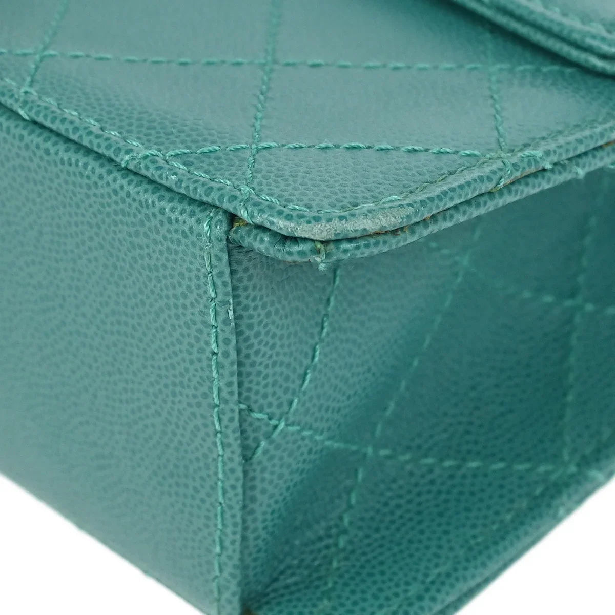 Chanel 1997-1999 Turquoise Caviar Single Flap Shoulder Bag