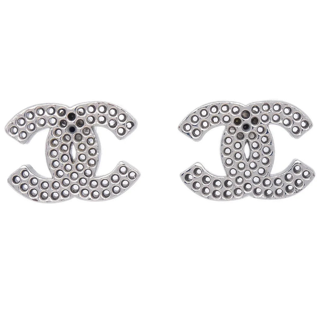 Chanel CC Piercing Earrings Silver 03P