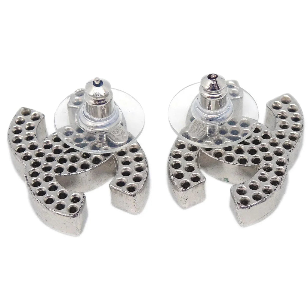 Chanel CC Piercing Earrings Silver 03P