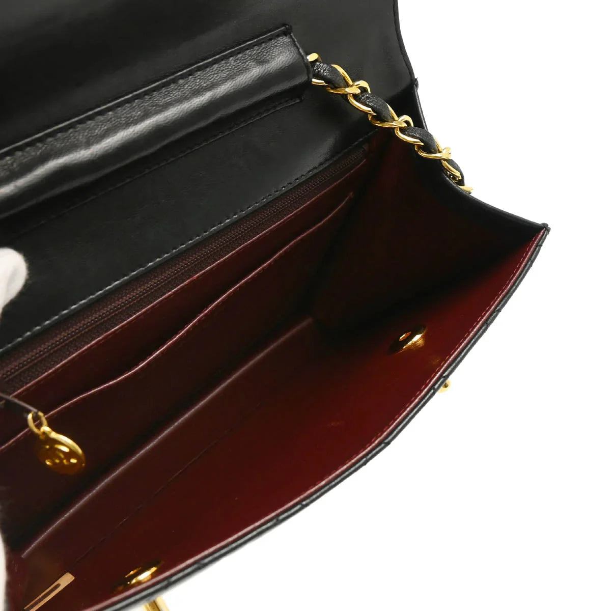 Chanel 1989-1991 Black Lambskin Double Turnlock Shoulder Bag