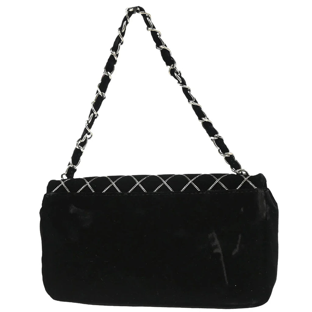Chanel Black Velvet East West Handbag